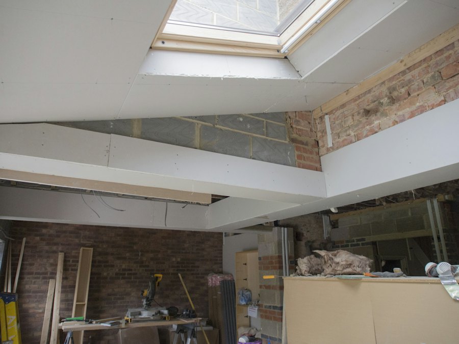 A new loft conversion with roof windows, before fitting out